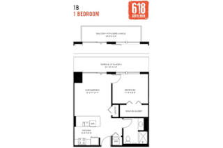 One Bedroom 1 Bath 621 sq. ft.