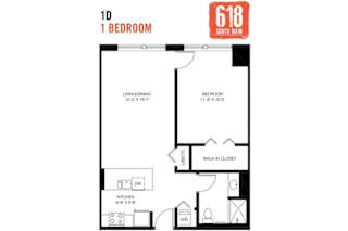 One Bedroom 1 Bath 771 sq. ft.