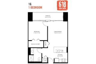 One Bedroom 1 Bath 700 sq. ft.