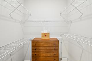 Walk-in closet with storage at Matador Apartments, Texas