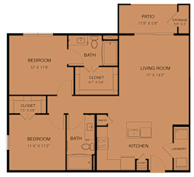 2 bed 2 bath C at Bridge at Three Hills Apartments, Texas, 78747