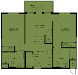 2 bed 2 bath A at Park South Apartments, Austin, TX