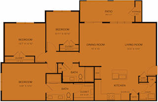 floor plan of the living area and dining room of the pool house