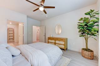 Bedroom with walk-in closet and ceiling fan 1 at Cantarra Apartments, Manor