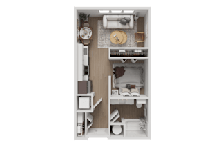 A dollhouse kitchen with a sink, stove, and oven.