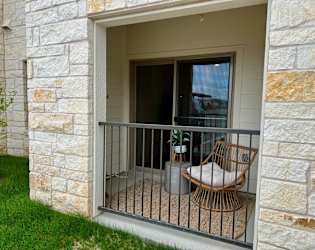 Patio at Bridge at Delco Flats Apartments, Austin