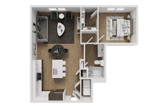 1 bed 1 bath J at ThreeTwenty at the Vybe Apartments, Kyle, TX