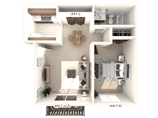 1 Bed 1 bath Floor Plan at Bavarian Village Apartments, Indianapolis, IN