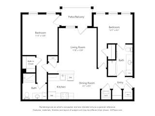 Sycamore Floor Plan at Village Place Apartments, Illinois