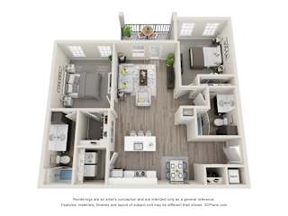 Two bedroom Two bathroom Floor Plan at 24 at Bloomfield, Bloomfield Hills, MI, 48302