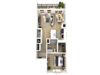A1-2 Floor Plan at Upper Vue Flats, Dublin, OH, Ohio, 43016