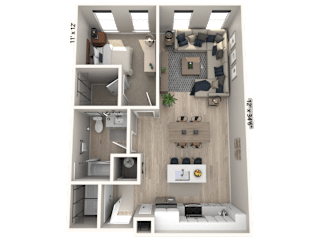 A12 - 1 Bedroom 1 Bathroom Floor plan | 834 Sq. Ft. at Ironwood Flats, Brandon, FL