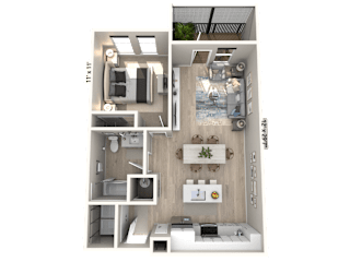 A13 - 1 Bedroom 1 Bathroom Floor plan | 750 Sq. Ft. at Ironwood Flats, Brandon, 33511