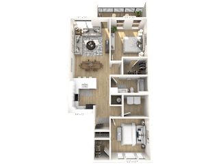 B1 Floor Plan at Upper Vue Flats, Ohio
