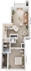 1 bed one bathroom floorplan at Brentwood Park Apartments, La Vista, Nebraska