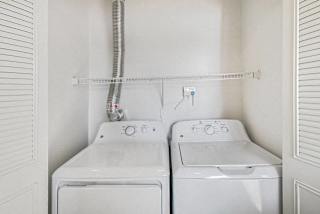Inunit washer and dryer with ventilation duct at Brentwood Park Apartments, Nebraska