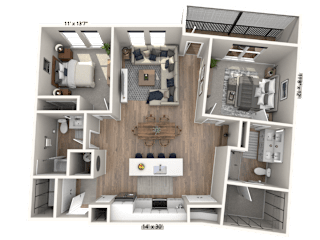 C31 - 2 Bedroom 2 Bathroom Floor plan | 1,204 Sq. Ft. at Ironwood Flats, Brandon, FL