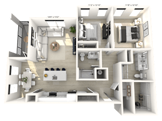 2 bed 2 bath F at Luxe 360 on Centerpointe Apartments, Midlothian, Virginia