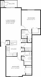 Two bedroom floor plan at Canal 2 Apartments in Lansing, MI