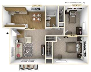 Chestnut Oak 2 Bedroom Floor Plan at Charter Oaks Apartments, Davison