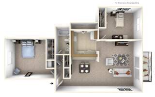 2-Bed/1-Bath, Constantia Floor Plan at Stone Ridge, Wixom, MI, 48393