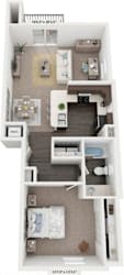 One bedroom 1 bathroom floorplan at Copper Creek Homes Apartments, Kansas, 67101
