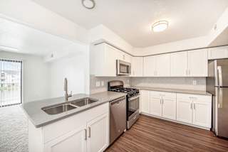 Renovated kitchen at The Crossings Apartments, Michigan, 49508