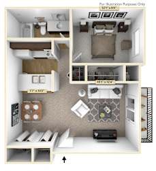 One Bedroom Cypress Floor Plan at Thornridge Apartments, Michigan