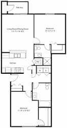Two bedroom 2D floor plan at Dodson Pointe Apartment Homes in Rogers, Arkansas