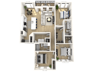 E1 Floor Plan at Upper Vue Flats, Dublin, 43016