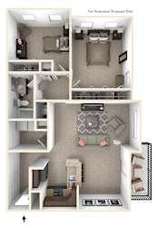 2-Bed/1-Bath, Eaton Floor Plan at Irene Woods Apartments, Collierville, Tennessee