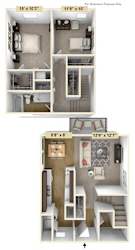 Two bedroom-Two-bath Emerald Style Floor Plan at Shannon Manor Townhouses, Michigan, 48423