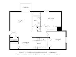 Dahlia Floor Plan at Fox Pointe Apartments, Illinois