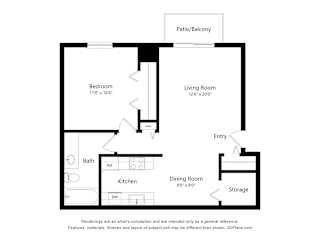 Magnolia Floor Plan at Fox Pointe Apartments, East Moline, Illinois