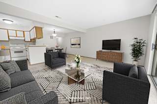 Foxglove Living and Kitchen at Timberlane Apartments, Illinois