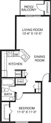 Floor Plan One Bedroom 689