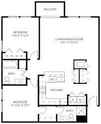 Maple two bedroom 2D floor plan at Meadowbrooke Apartment Homes in Grand Rapids, MI 49512