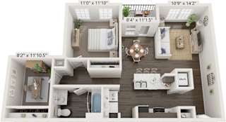 One Bedroom Dogwood floor plan at Meadowbrooke Apartment Homes in Grand Rapids, MI 49512