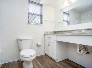 A bathroom with a window at North Pointe Apartments, Elkhart, IN, 46514