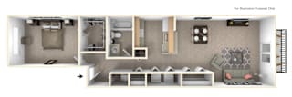 1-Bed/1-Bath, Peony Floor Plan at Northport Apartments, Macomb
