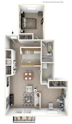 1-Bed/1-Bath, Peony Deluxe Floor Planat Northport Apartments, Macomb, MI