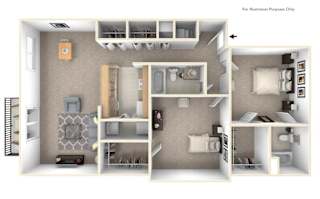 2-Bed/2-Bath, Poinsettia Floor Plan