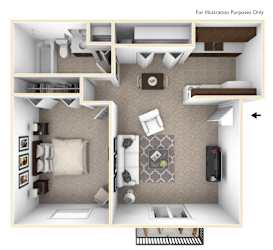 Primrose Floor Plan at The Village Apartments, Michigan, 48393