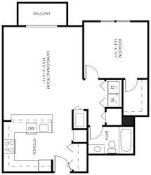 Reed one bedroom 2D floor plan at Meadowbrooke Apartment Homes in Grand Rapids, MI 49512