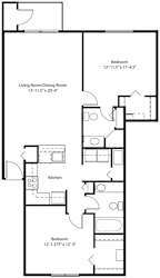 Two bedroom 2D floor plan at Green Ridge Apartments, Grand Rapids, Michigan