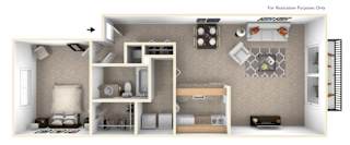 1-Bed/1-Bath, Senna Floor Plan at Westlake Apartments, Michigan