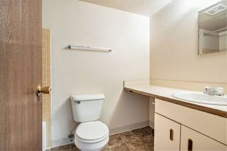 Studio bathroom at Seville Apartments, Michigan