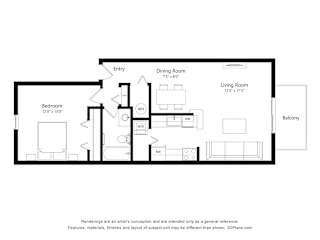 Wandflower Floor Plan at Southport Apartments, Belleville, Michigan