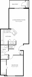 One Bedroom 2D Floor Plan at Stoney Pointe Apartment Homes, Wichita