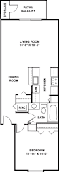 One bedroom luxury 2D floor plan at Swiss Valley Apartments, Wyoming, MI